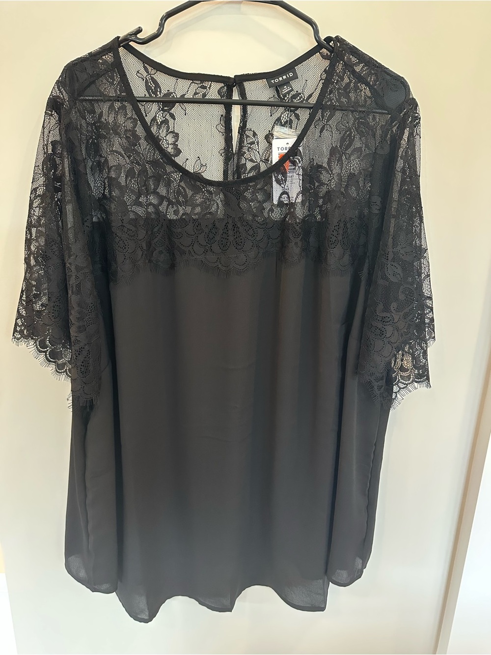 torrid Black Lace Yoke Sheer Blouse